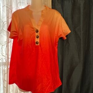 Vibrant Orange Button-Down Shirt for Women ombré